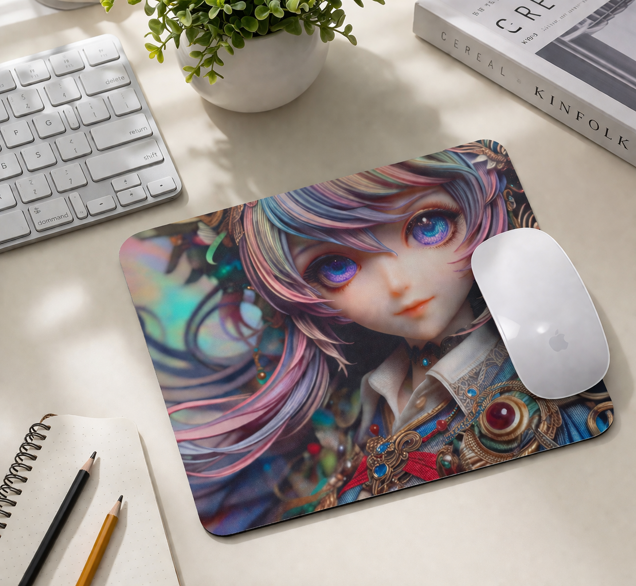 Dreamy Anime Girl Aesthetic Mouse Pad
