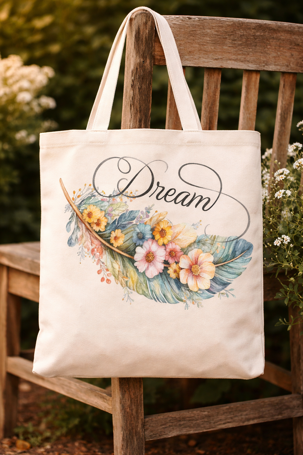 Cute Cat “DREAM” Tote Bag Non Zipper