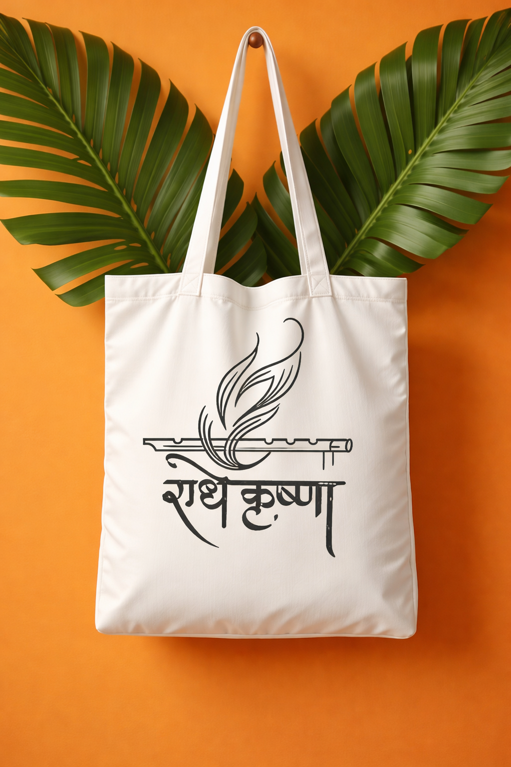 Radhe Krishna Tote Bag Zipper